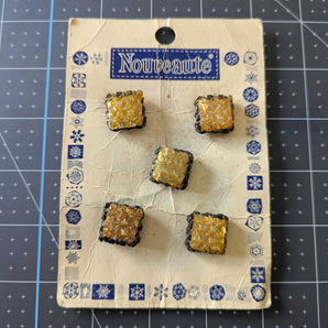 Vintage Nouveaute Buttons - Yellow - 3/4" Square Shank