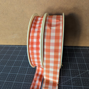 Set of 2 Orange Gingham Craft & Gift Ribbons